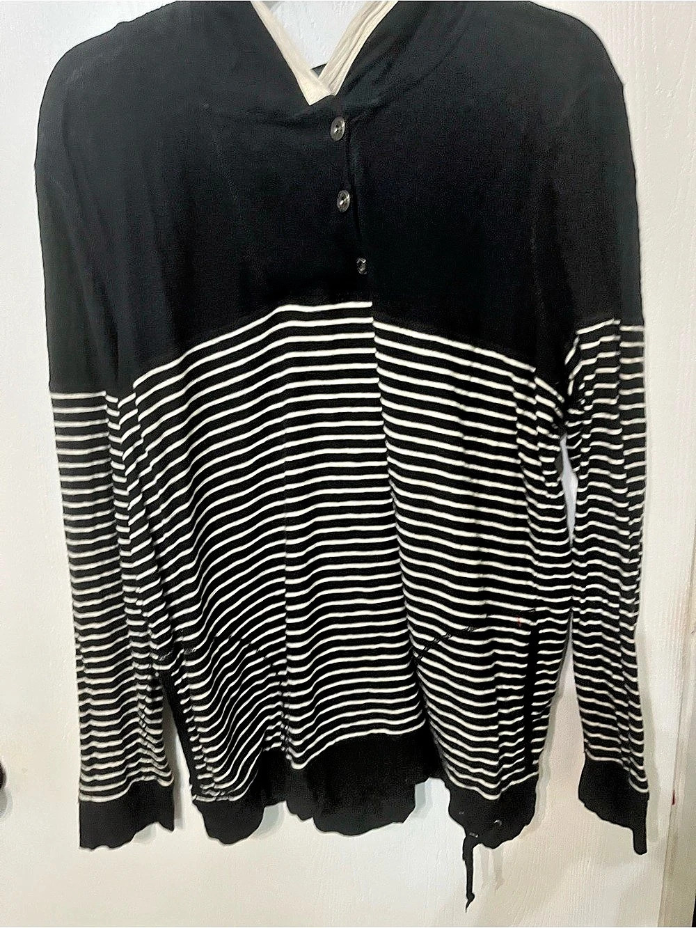 Lauren Ralph Lauren Striped Hoodie Top Black & White Size 2X